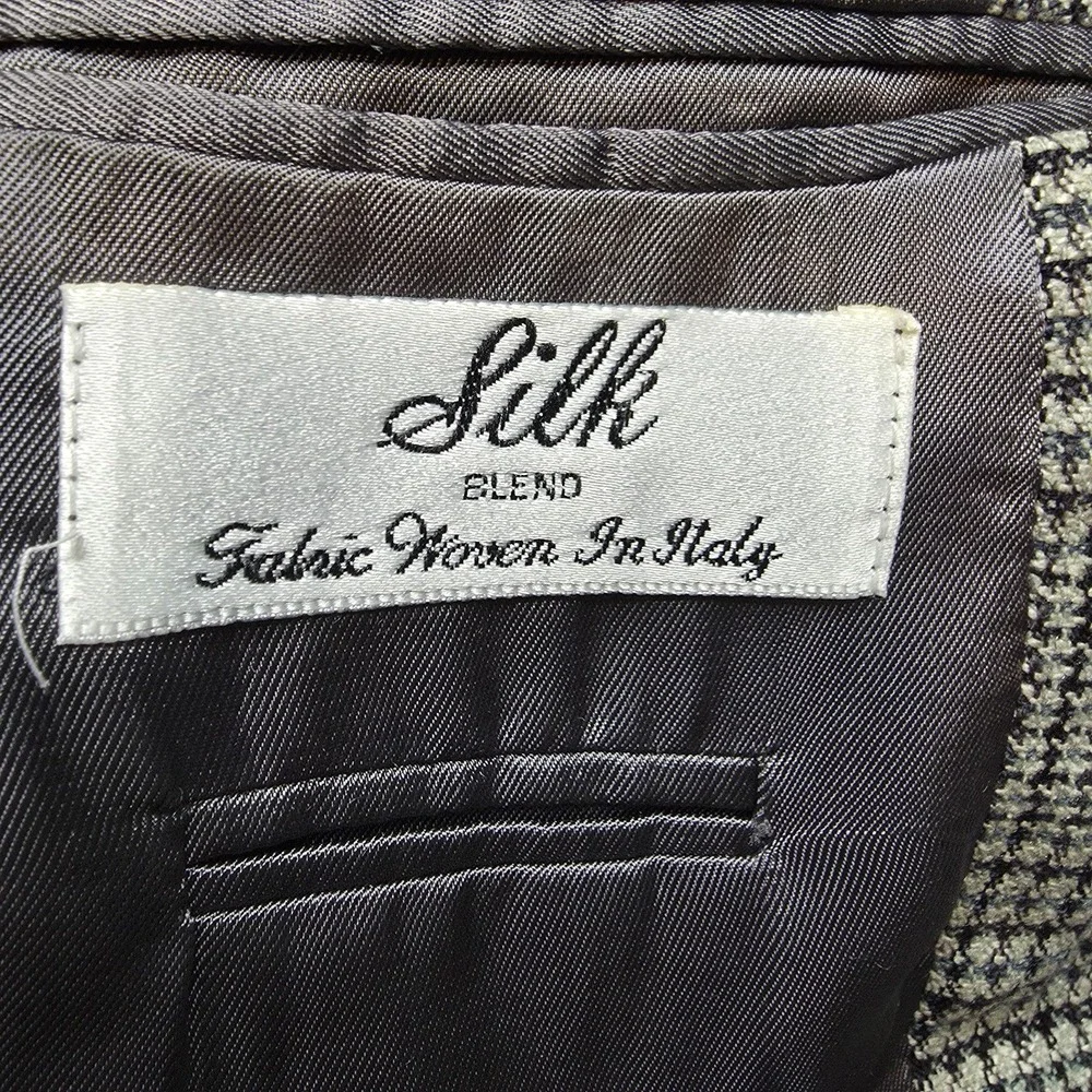 Gianfranco Ruffini  Blazer Mens 46R Gray Glenplaid Sports Coat Jacket‎ Silk 2B